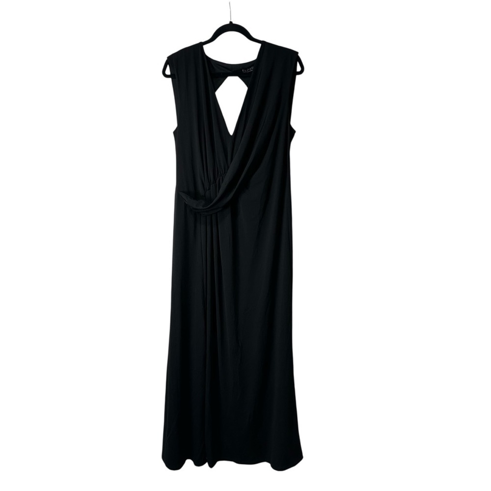 Eloquii Women’s 16 Black Sleeveless Cinched Front Maxi Dress